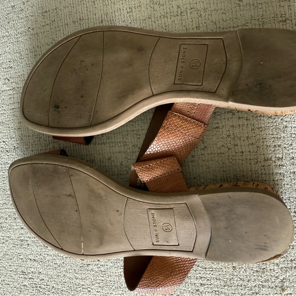 Sun + Stone Brown Sandals Two-Strap Design - Picture 3 of 5